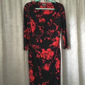 Lauren Ralph Lauren Black and Red Jersey Dress